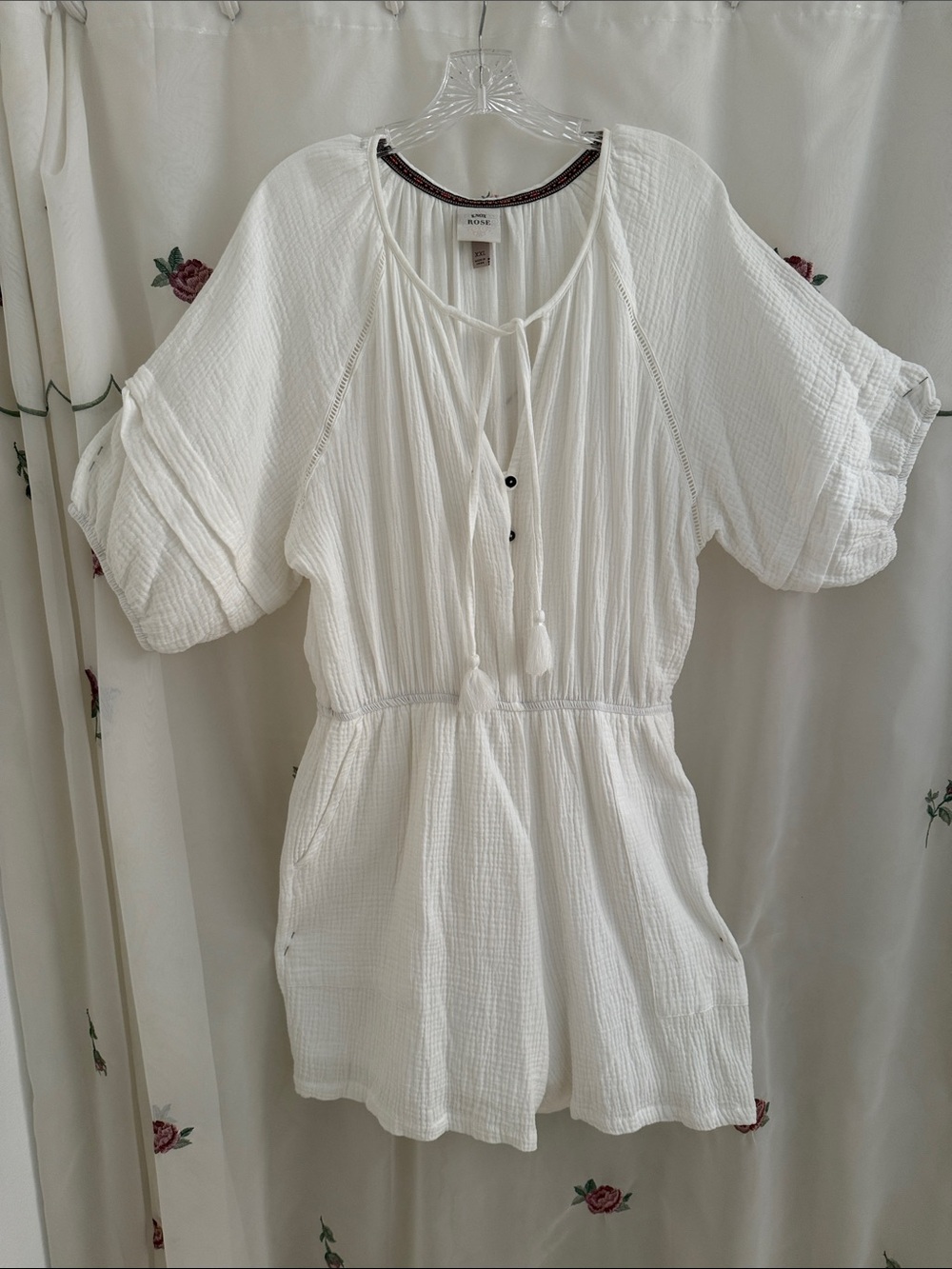Knox Rose White Gauze Tie-Front Romper